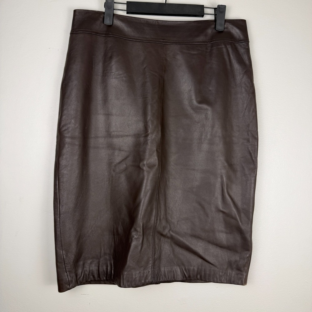 Classiques Entier Straight & Pencil Skirt Womens 12 Brown Leather Classic Career